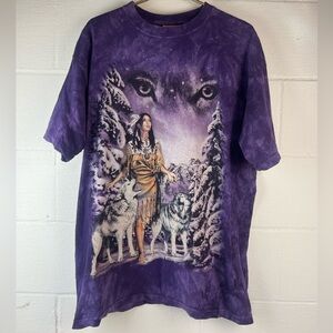 The Mountain Native American Wolf Graphic Tshirt, XL